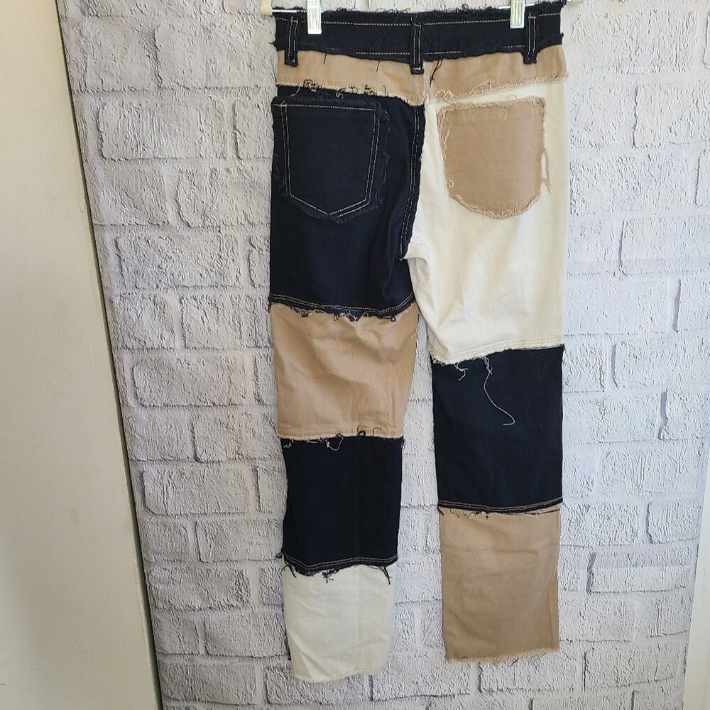 N/C Women's Color Block Patchwork Stretch Casual Trousers Size M - Picture 3 of 10